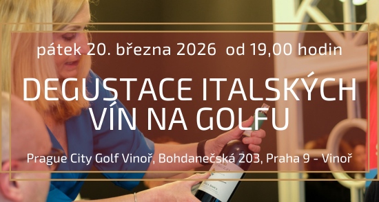 Degustace italských vín 20. března 2026 v Prague City Golf Vinoř